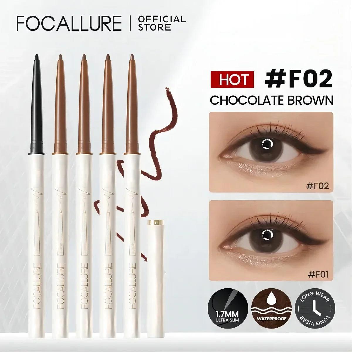 FOCALLURE Waterproof Ultra-slim Eyeliner Gel Pencil Soft High Pigment Professional Long-lasting Eyes Liner Makeup Tool Cosmetics  ourlum.com   