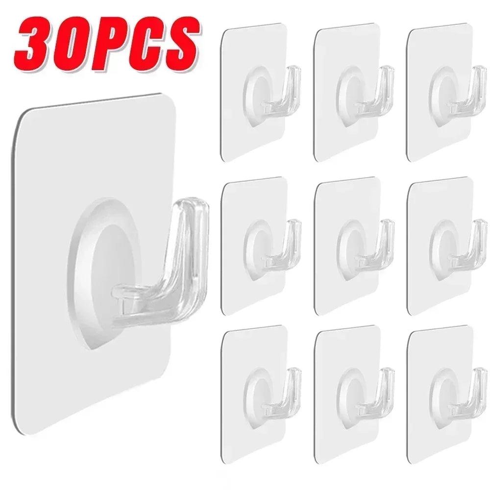Versatile Transparent Wall Hooks Organizer with Strong Adhesive - Set of 30  ourlum.com   