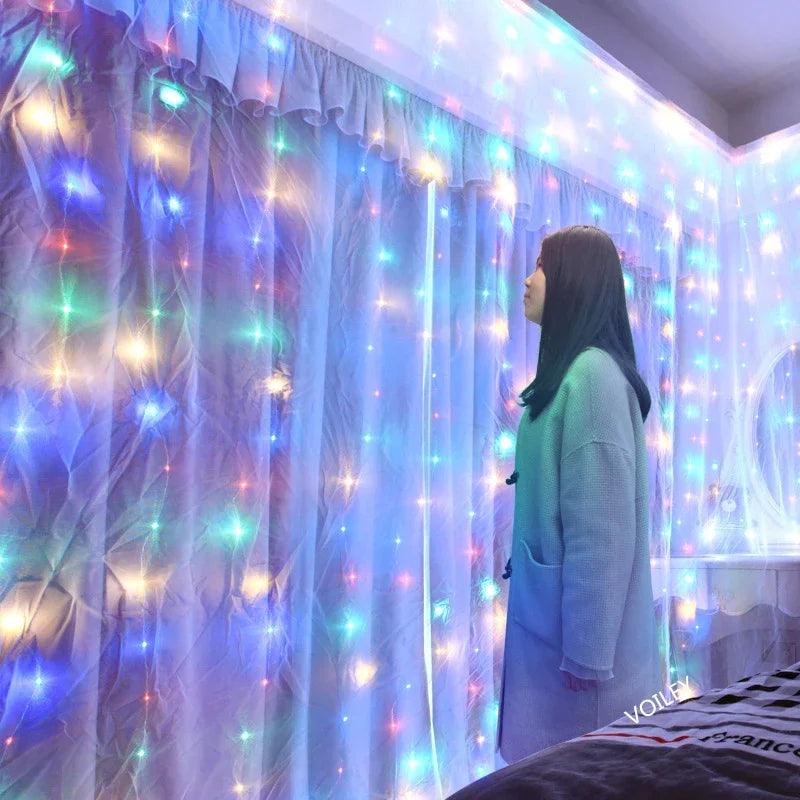 3m LED Fairy String Curtain Lights: Festive Home Decoration with Remote Control  ourlum.com   