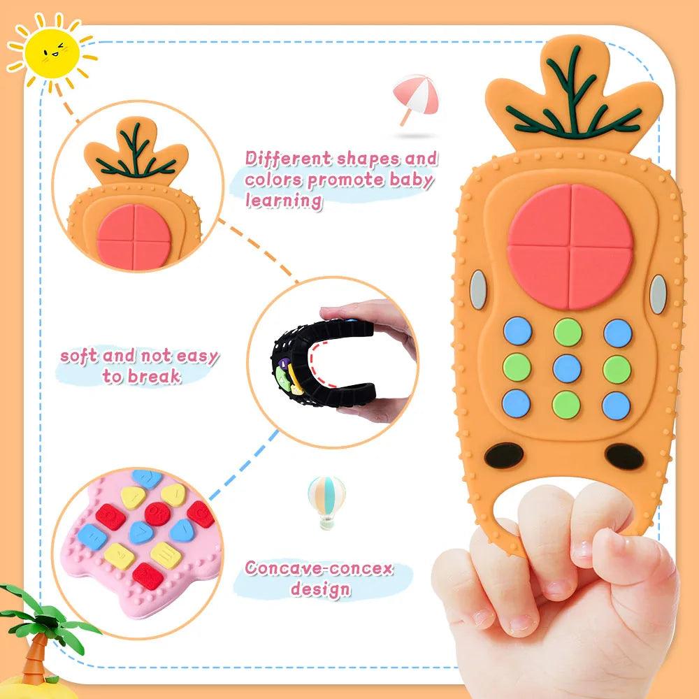 Baby Silicone Teether Toy: Remote Control Shape Gum Pain Relief Sensory Educational  ourlum.com   