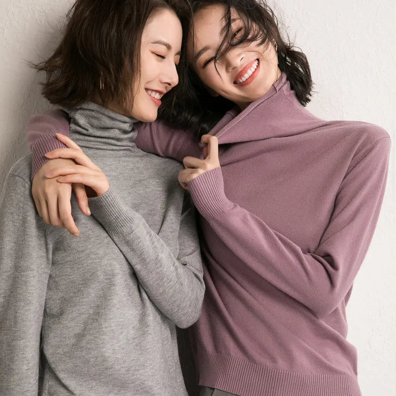 Cozy Chic Korean Style Turtleneck Sweater for Women - Fall/Winter 2023 Collection  ourlum.com   