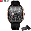 CURREN Chronograph Square Dial Men's Wristwatch: Luxury Waterproof Timepiece  ourlum.com black box CHINA 