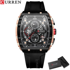 CURREN Chronograph Square Dial Men's Wristwatch: Luxury Waterproof Timepiece