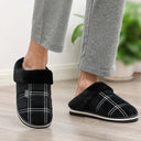 Men's Large Plaid Memory Foam Slippers for Cozy Comfort