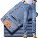 Brand Top Classic Style Men Light Blue Denim Trousers