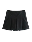 Vintage Dark Grey Ruffled Mini Skirt Effortless Elegance