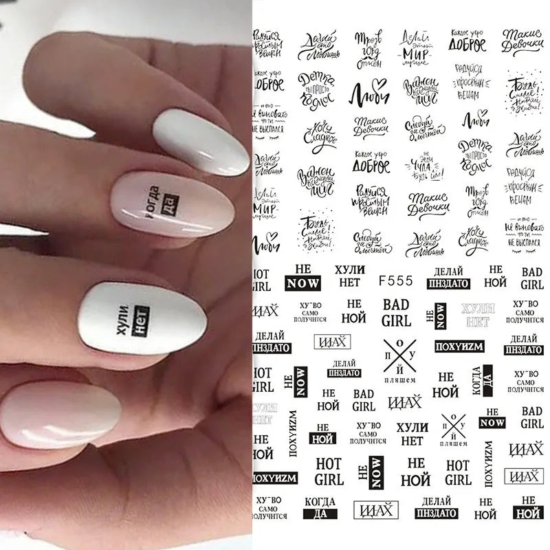 3D Nail Sticker Russia English Letter Stickers for Nail Love Heart Design Fruit Cherry Water Decal Nails Accessories Manicure  ourlum.com   