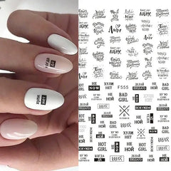 Cherry Love 3D Nail Art Sticker Set: Russian Letter Decal Glam