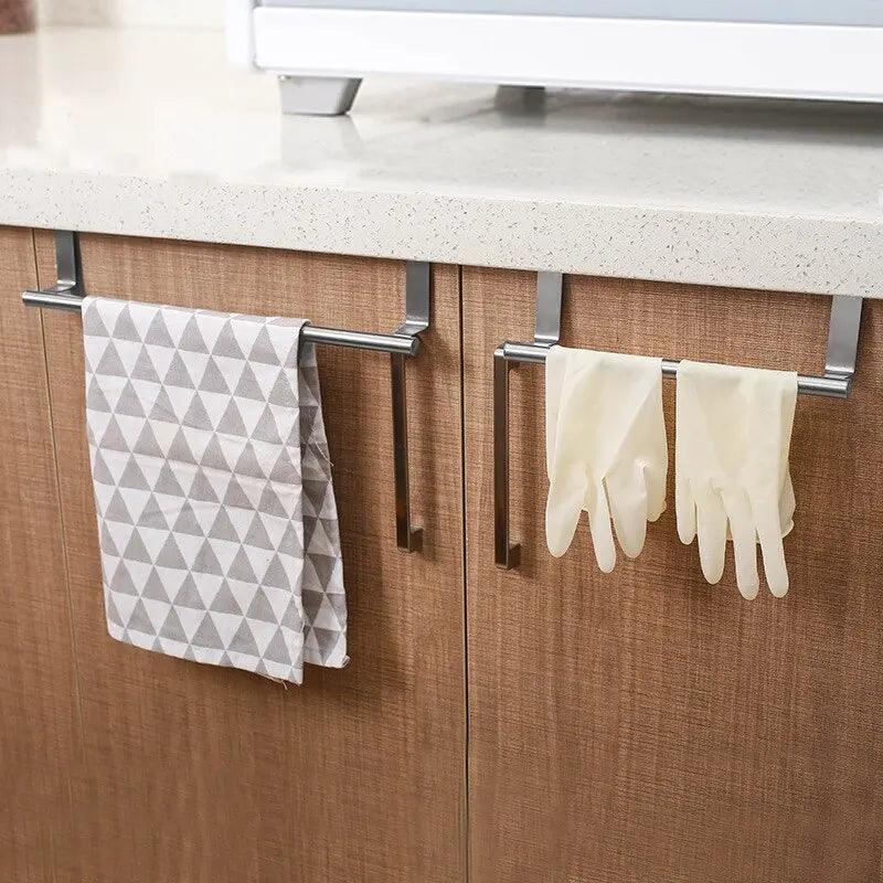 Stainless Steel Over Door Towel Bar Rack for Bathroom and Kitchen  ourlum.com   
