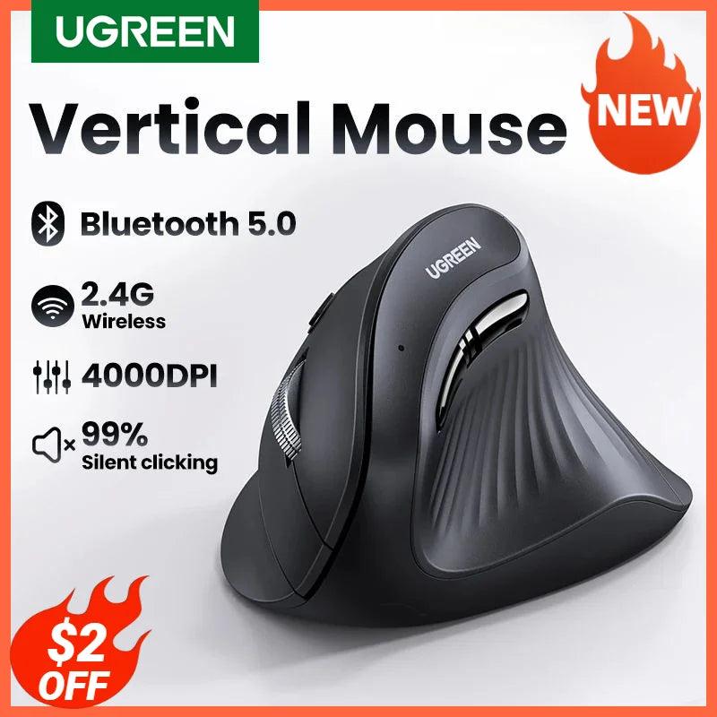 UGREEN Vertical Mouse Wireless Bluetooth Ergonomic Mute Buttons: Ultimate Comfort  ourlum.com   