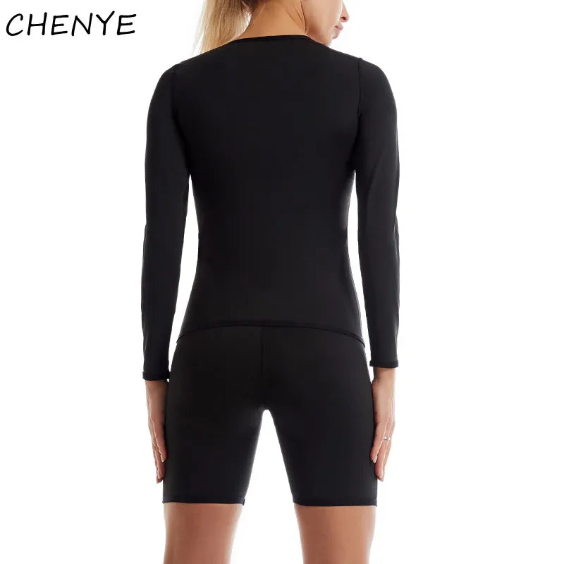 CHENYE Shirt Women Long Short Sleeve High Compression Sweating Workout Top Body Shaper Tummy Slimming Control Vest Athletic Tees