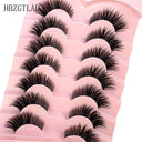 NEW 7Pairs Lashes manga Lashes 3D Clear Band Lashes Natural Look Wispy Mink Eyelashes Fluffy Cat Eye Lashes Pack Fake Eyelashes  ourlum.com 7pairsLF05  