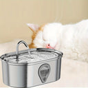 3.5L Large Capacity Pet Water Dispenser Automatic Stainless Steel Cat Water Fountain with LED Lighting