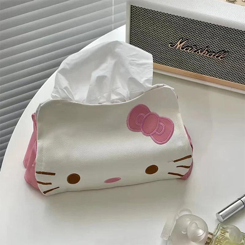 Hello Kitty KT Cat Tissue Box: Cute PU Leather Cartoon Paper Napkin Case Home Car Storage Girls Gift  ourlum.com   