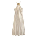 Elegant Satin Halter Evening Gown Stylish Women's Dress