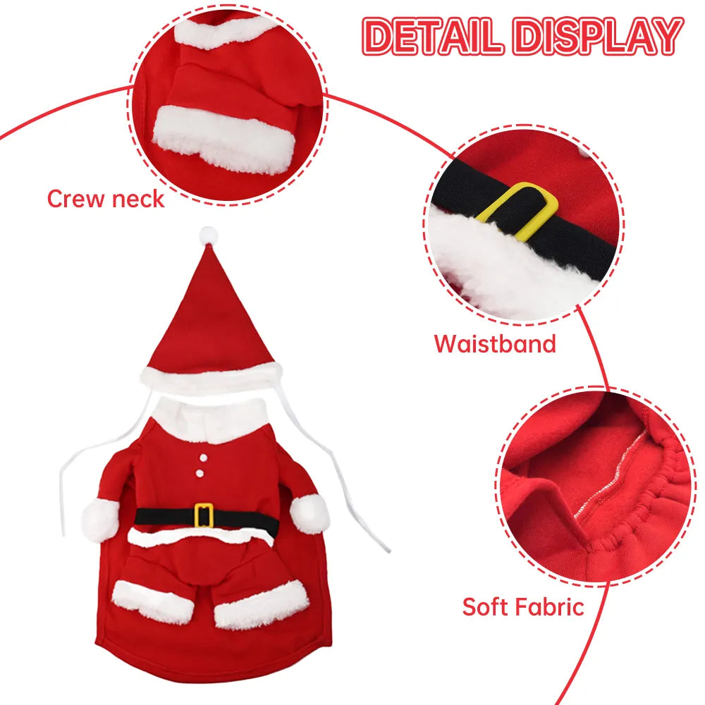 Funny Santa Claus Dog Christmas Costume: Warm Fleece Xmas Outfit  ourlum.com   