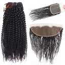 Kinky Curly Brazilian Remy Hair Weave And Lace Closure Set