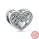 Crown Flowers Heart Silver Bead Charm Elegant Pandora Accessory