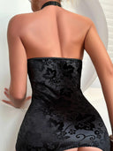 Silk Halter Dress Alluring Backless Bodycon Sundress Chic