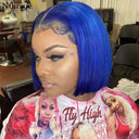 Dark Blue Brazilian Human Hair Lace Front Bob Wig 13x4 HD