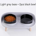 Adjustable Cat Double Bowls Feeder for Healthy Pet Eating  ourlum.com Light Gray-2b  