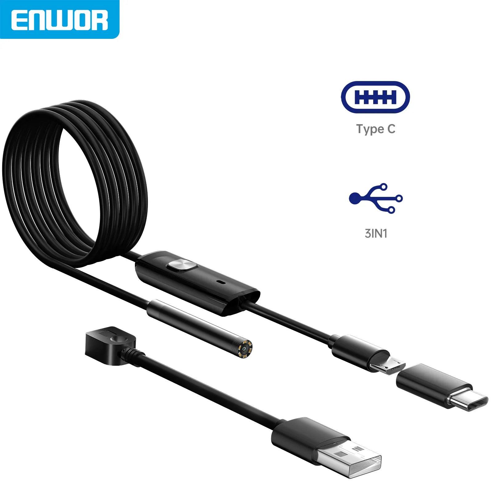 ENWOR Endoscope Camera: Waterproof Lens, Adjustable LEDs, Android Compatibility  ourlum.com   