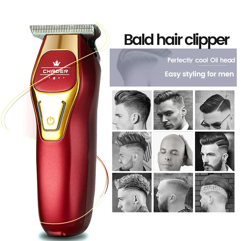 Powerful Professional Hair Trimmer Men 0 MM T Blade Electric Clipper Rechargeable Barber Haircut Machine Beard Trimmer Shaver