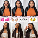 Premium Brazilian Straight Human Hair Bundle Set with Closure