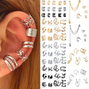 Unisex Boho Silver Leaf Non-Piercing Clip Earrings Set