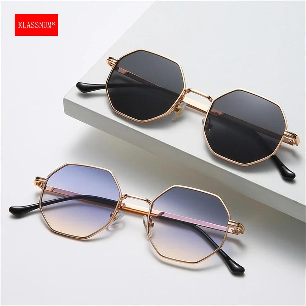 Vintage Octagon Metal Sunglasses for Men and Women - Luxury UV400 Polygon Frame Eyewear 2024