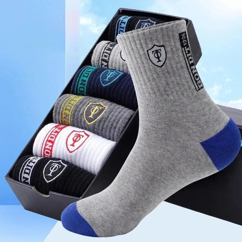 Breathable Cotton Blend Men's Sports Socks - Pack of 5, Size EU 38-43  Our Lum   