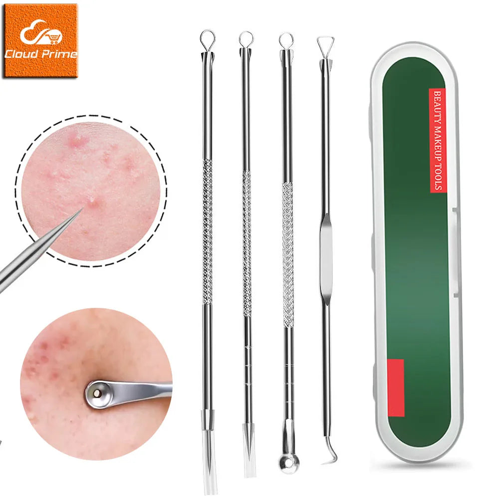 Acne Needle Remove Blackhead Blemish Pimple Comedone 4pcs/Set Double-ended Stainless Steel Facial Cleaning Skin Care