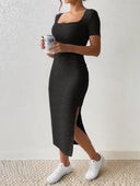 Knitted Slit Dress: Effortlessly Stylish Summer Attire for Women