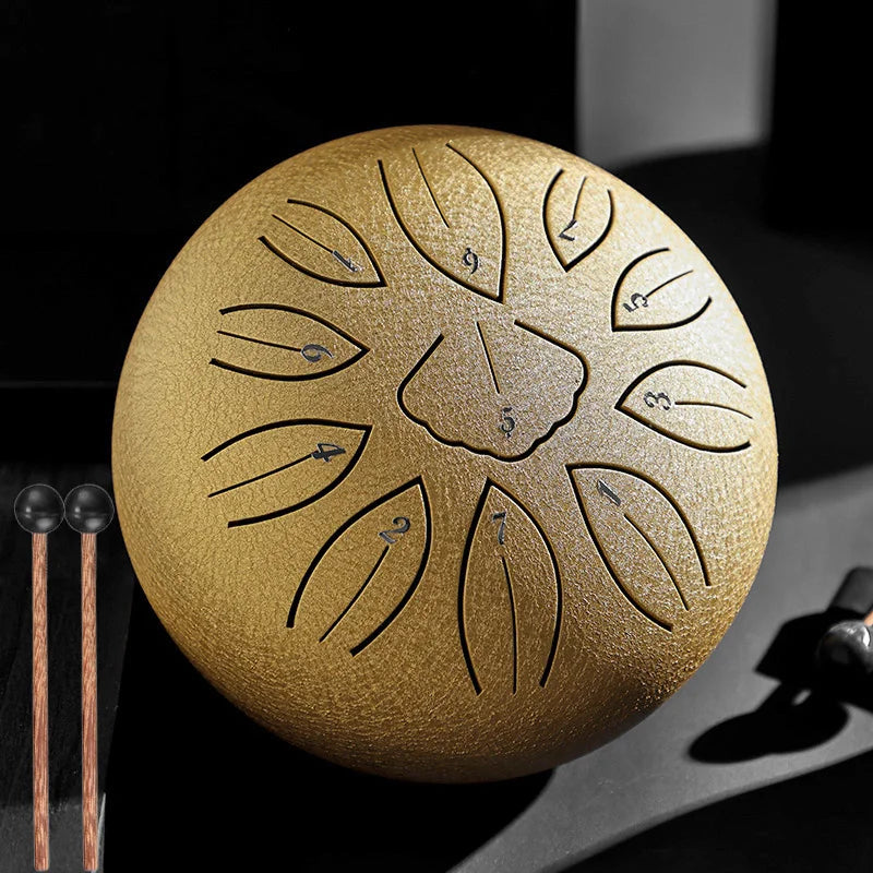Hluru Glucophone Steel Tongue Drum 6 Inch 11 Notes C5 Key Drums Tone Ethereal Hand Pan Drum Instrument Musical Instruments