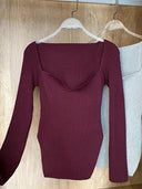 Square Neck Knit Sweater for Women: Stylish Fall/Winter Jumper