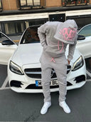 Men Cotton Printed Tracksuit 2PCS Set Hoodies Pants Casual