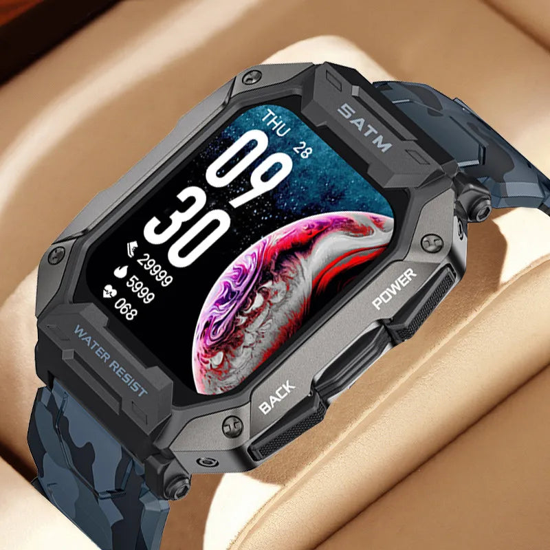 Military Style Smart Watch with Fitness Tracker and 24 Sports Modes - IP68 Waterproof Smartwatch for Xiaomi Huawei iOS 2023  OurLum.com   