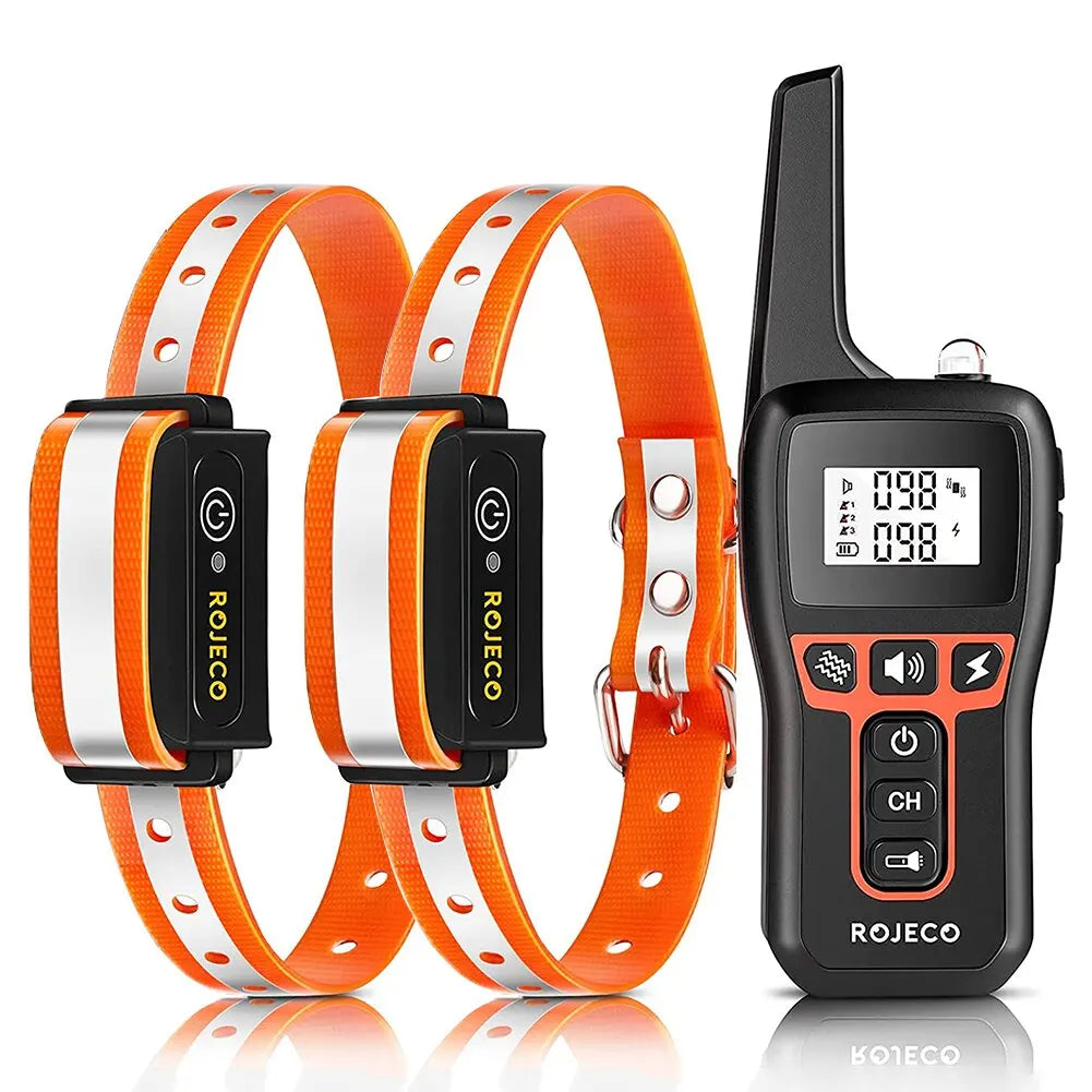 ROJECO Electric Dog Training Collar: Remote Rechargeable Bark Control & Shock  ourlum.com Orange 2 Collars  