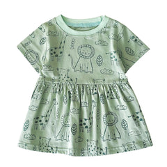 Sanlutoz Baby Girl Cotton Summer Dress: Hand-Painted O-neck Style