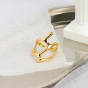 Elegant Geometric Hollow Silver Rings Stylish Vintage Jewelry