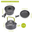 Lightweight Aluminum Camping Cookware Set for 2-3 People