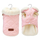 Winter Fur Collar Small Dog Cat Jacket - Windproof Cotton Coat  ourlum.com Pink S 