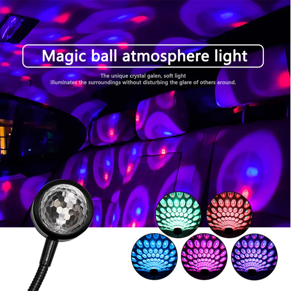 9 Modles Car Roof Star Light Interior LED Atmosphere Ambient Projector USB Decoration Night Light Multicolor music control