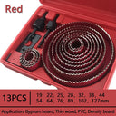 Woodworking Hole Saw Set Drill Bit Kit: Precision Tool for Various Boards & Metal  ourlum.com Red 13PCS 19-127mm  