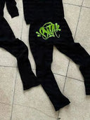 Men Cotton Printed Tracksuit 2PCS Set Hoodies Pants Casual