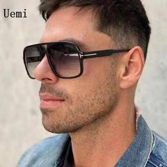 Retro Oversized UV400 Sunglasses for Men and Women - Fashionable Square Double Bridge Shades