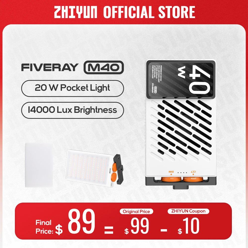 ZHIYUN FIVERAY M40 40W Pocket LED Light with Adjustable Color Temperature  ourlum.com   