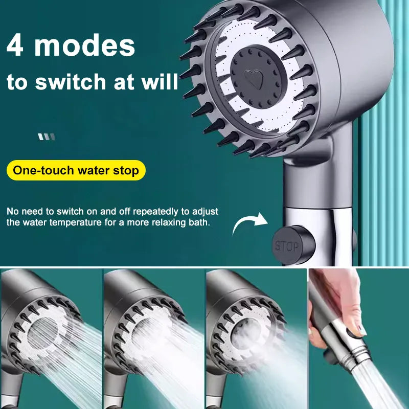 Pressurized Massage Showerhead for Clean Water & High Pressure Experience  ourlum.com   