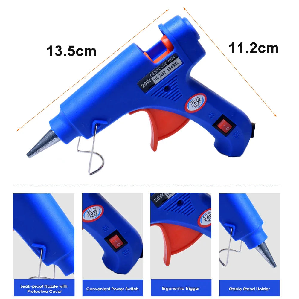 20W Hot Melt Glue Gun with Seal Wax Glue Sticks Household DIY Industrial Guns Heat Temperature Thermo Electric Repair Tool  ourlum.com   