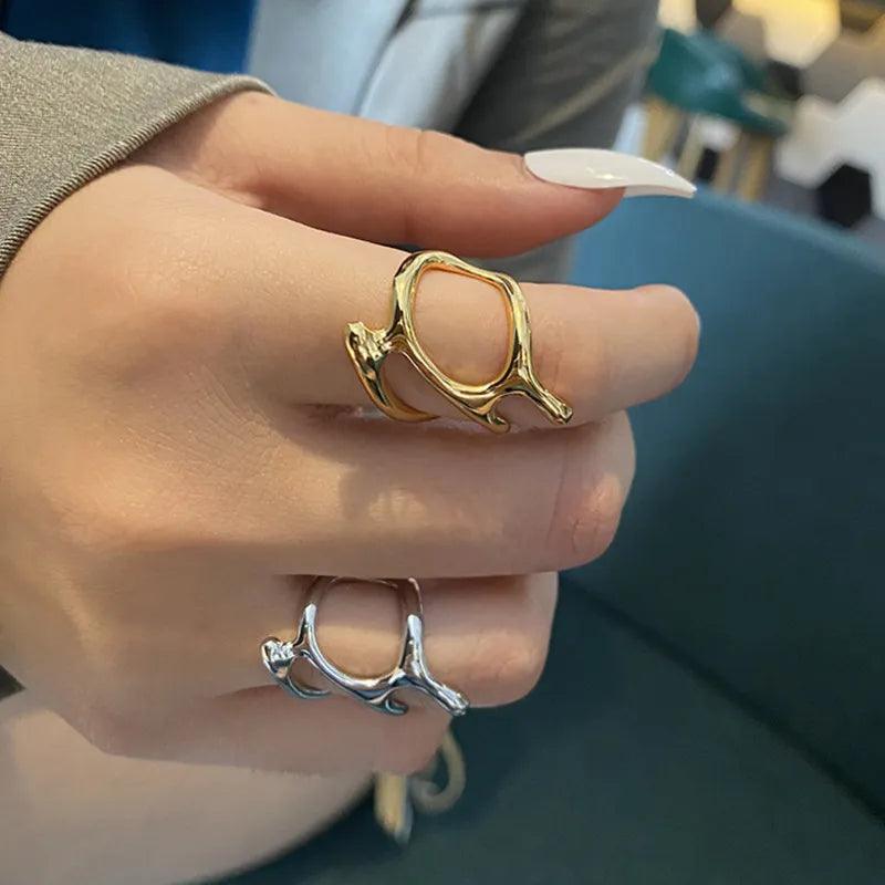 Vintage Silver Hollow Branch Adjustable Rings for Women - Stylish Party Jewelry  ourlum.com   
